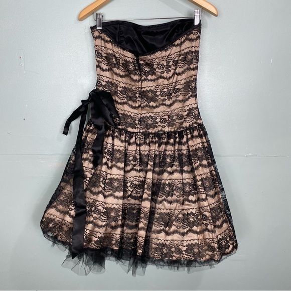 VTG Jessica McClintock for Gunne Sax‎ Lace Champaign Black Mini Dress Sz 7 or 8 - Picture 5 of 7